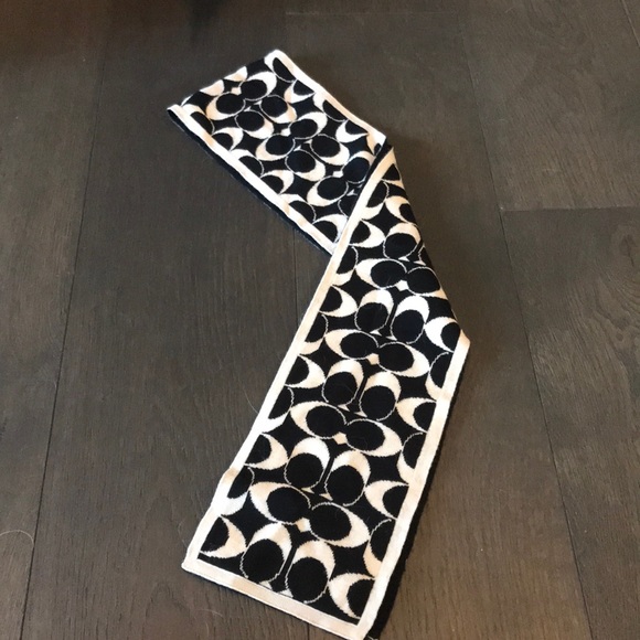 Coach Accessories - COACH Reversible Black and Cream Logo Scarf Coach Accessories - COACH Reversible Black and Cream Logo Scarf